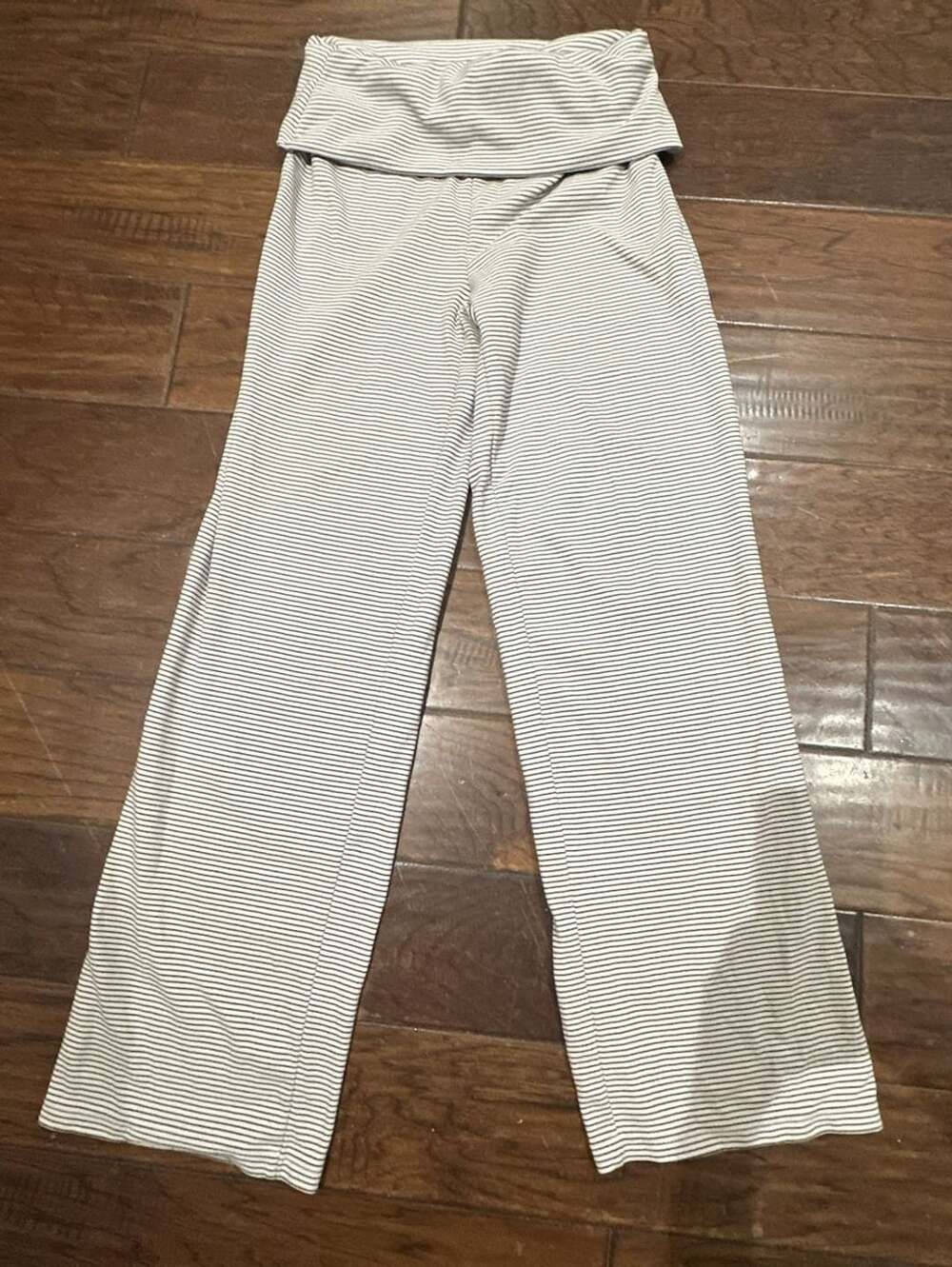 Blue Riot Foldover Waist Pants Size M Striped Yoga Flare